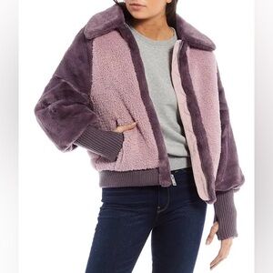 UGG women's Augusta Faux Fur & Faux Shearling Baseball Jacket size L‎